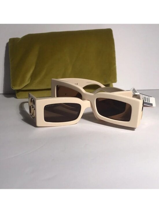 ✨ Authentic Gucci GG1425S Rectangular Sunglasses – Ivory White & Brown  ✨ main image 13